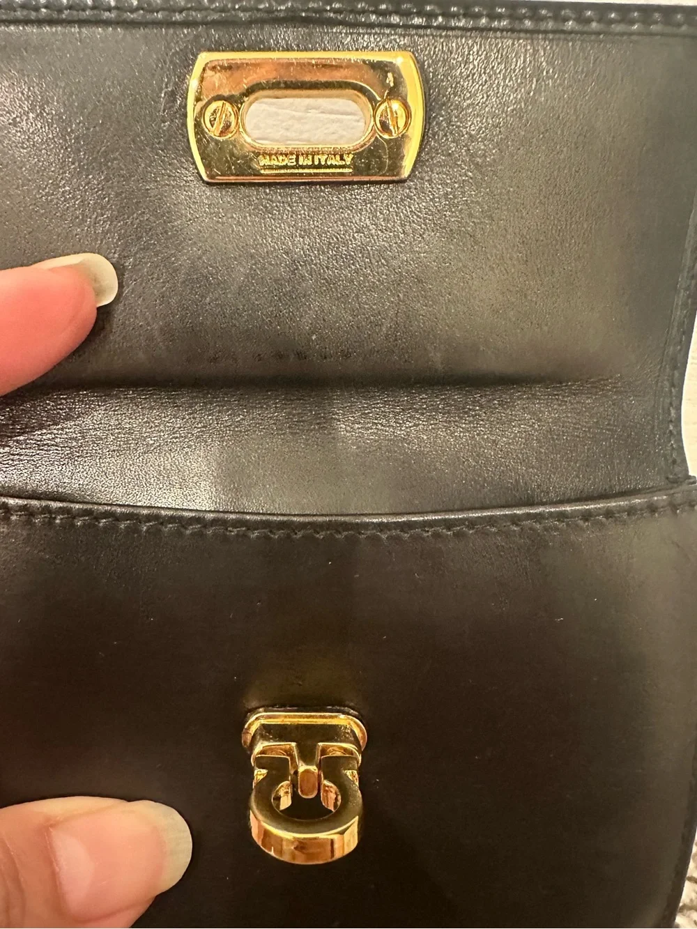 Men’s Ferragamo Leather Small Wallet with Gold Tone Turnlock